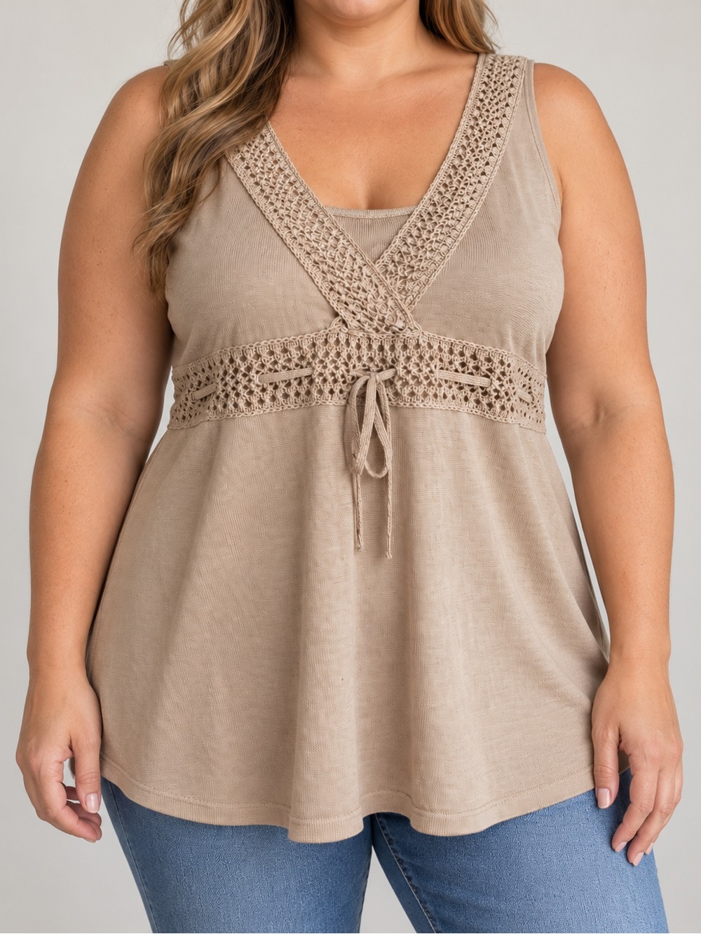 Axcess Liz Claiborne Crochet Boho Tunic Top Size L